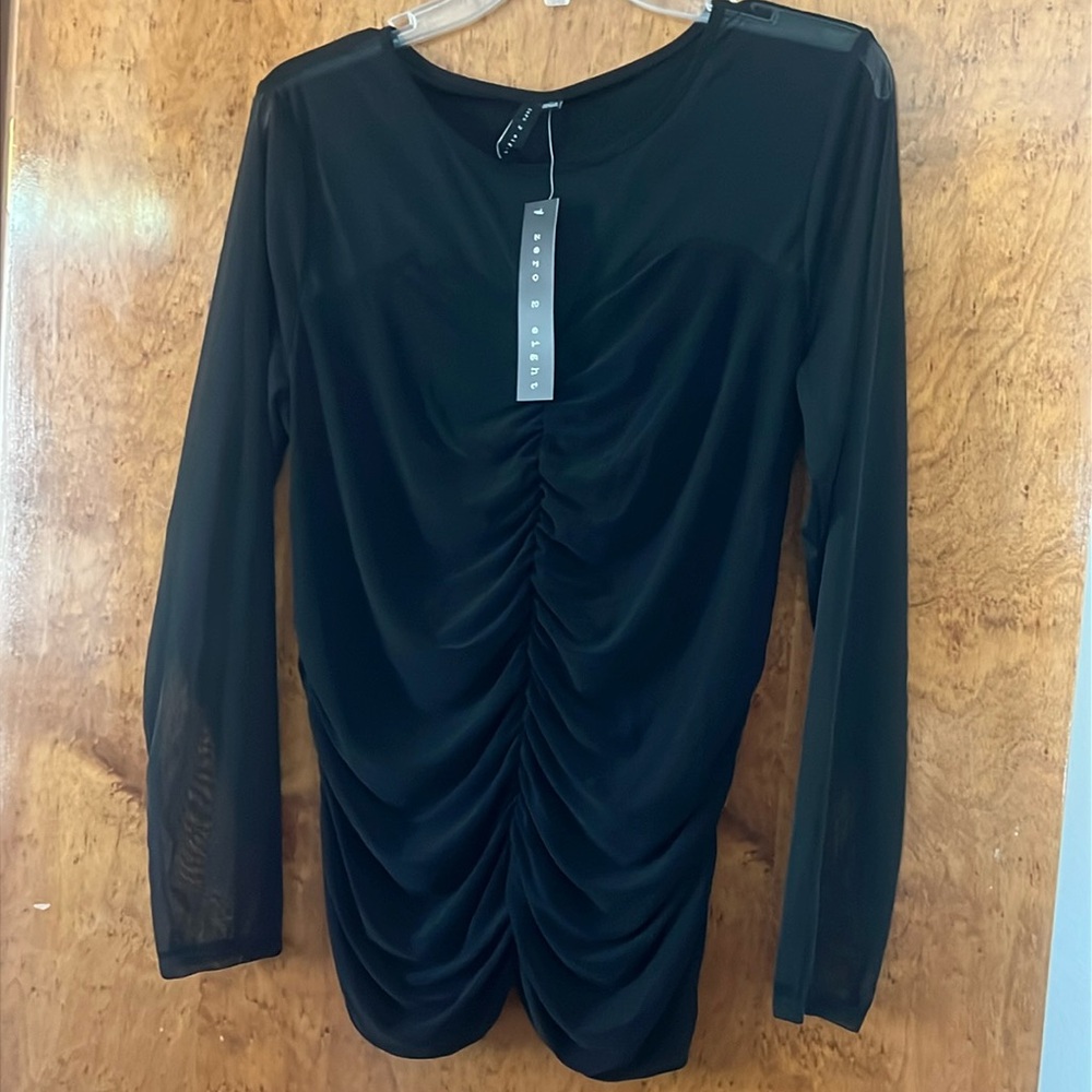Zero 2 Eight : Shear Sexy Black Blouse, Size Large